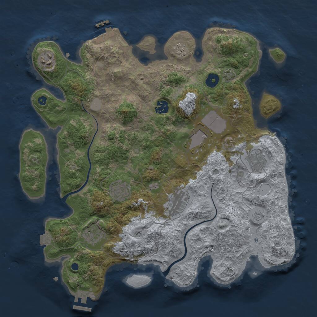 Rust Map: Procedural Map, Size: 3500, Seed: 1791071888, 14 Monuments