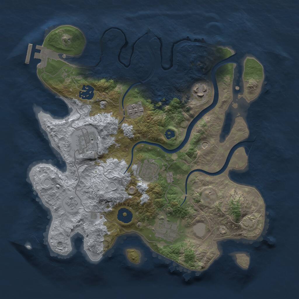 Rust Map: Procedural Map, Size: 3000, Seed: 845976721, 11 Monuments