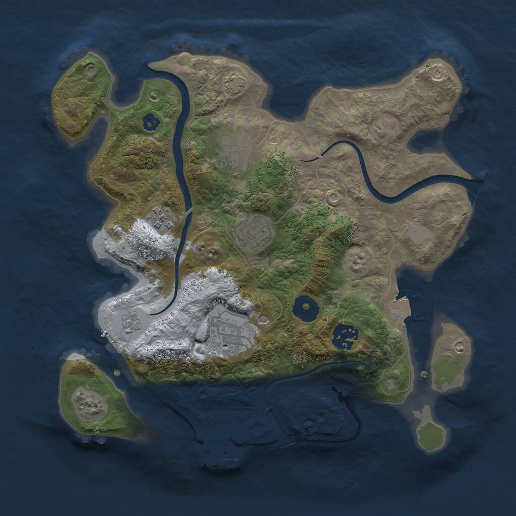 Rust Map: Procedural Map, Size: 3000, Seed: 9703652, 10 Monuments