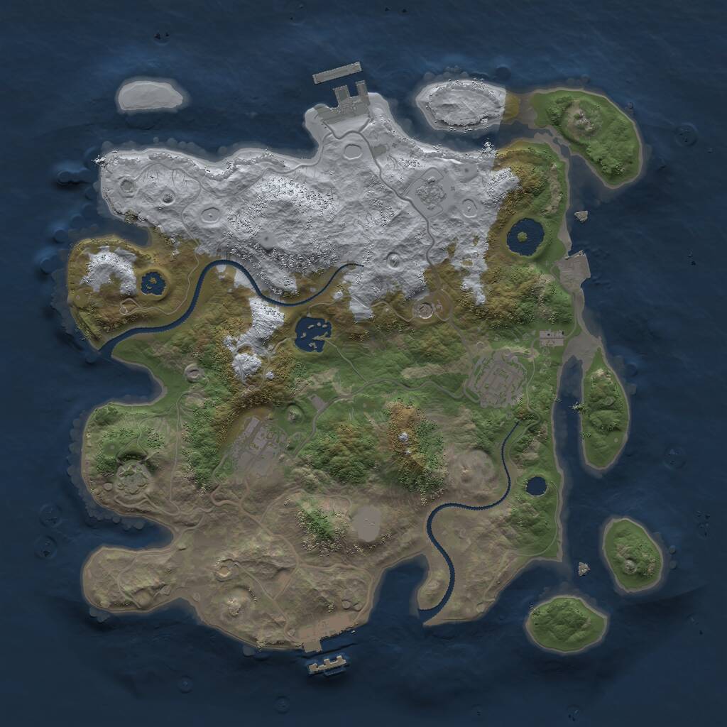Rust Map: Procedural Map, Size: 3000, Seed: 21500, 9 Monuments