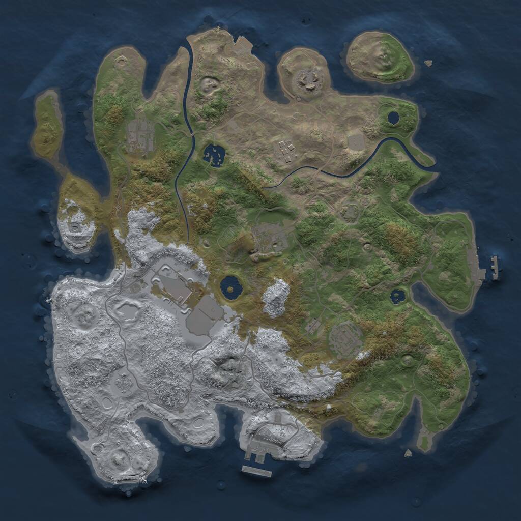 Rust Map: Procedural Map, Size: 3500, Seed: 879893745, 12 Monuments