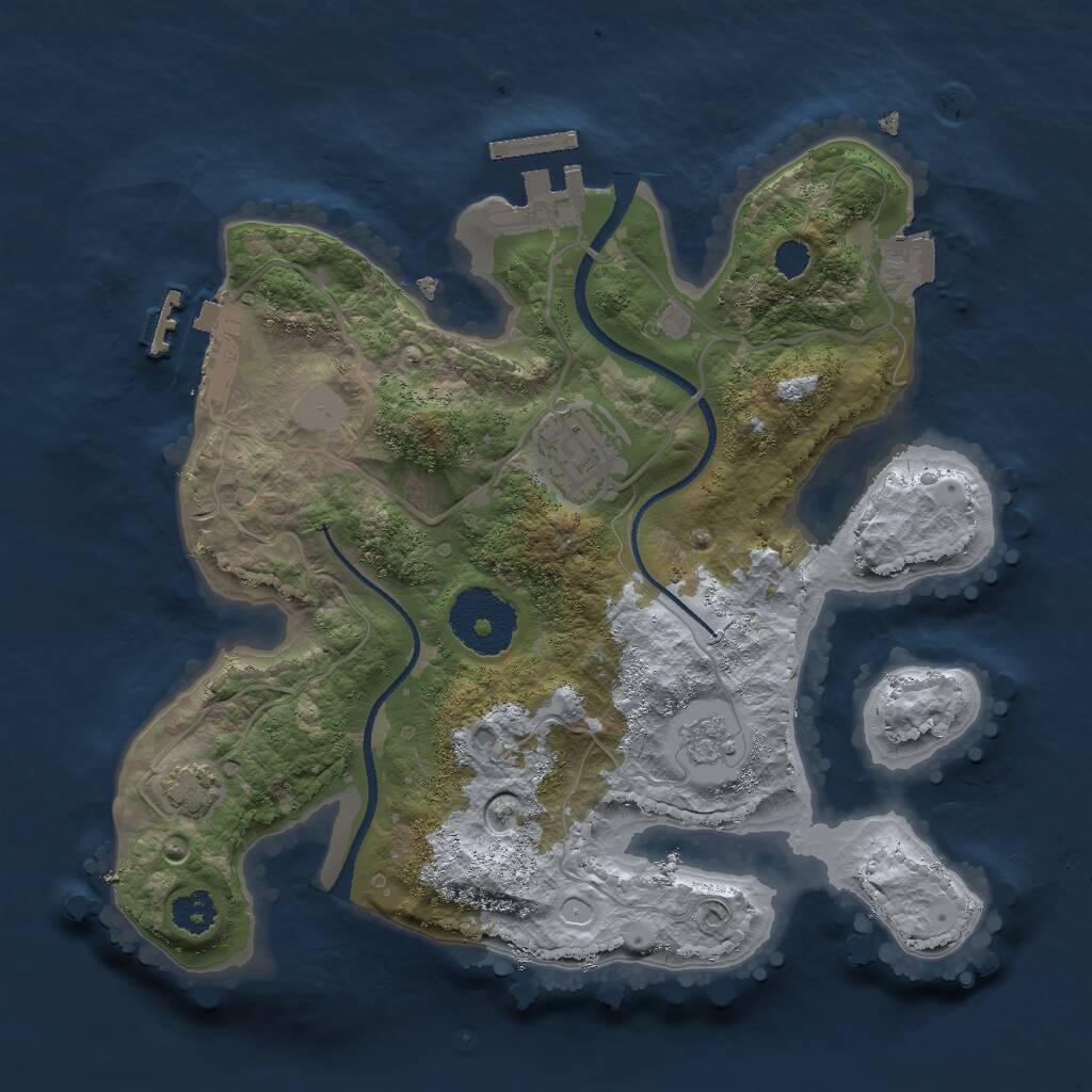 Rust Map: Procedural Map, Size: 2500, Seed: 1693353236, 6 Monuments