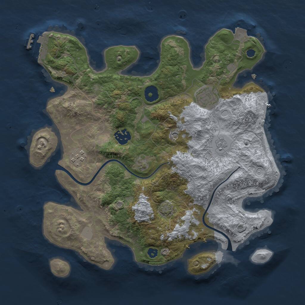 Rust Map: Procedural Map, Size: 3000, Seed: 1744715484, 8 Monuments