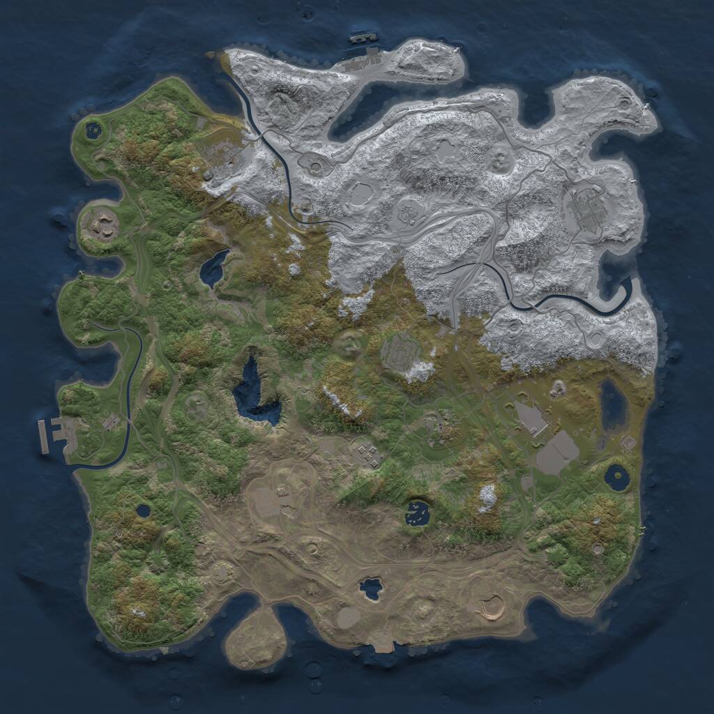 Rust Map: Procedural Map, Size: 4250, Seed: 876549096, 16 Monuments