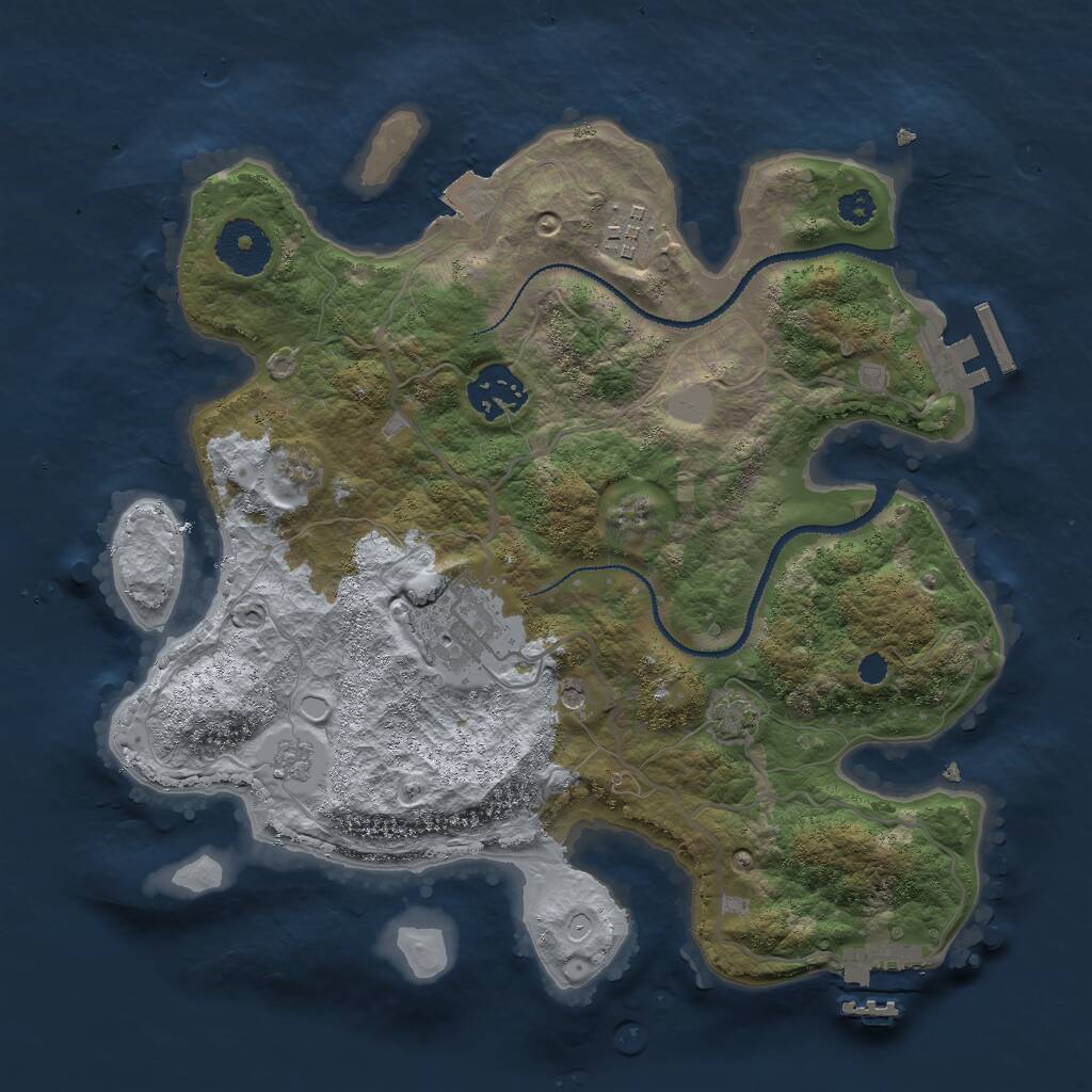 Rust Map: Procedural Map, Size: 3000, Seed: 338754055, 9 Monuments