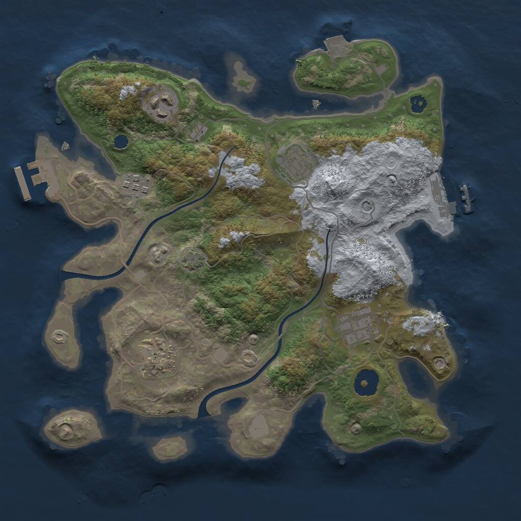 Rust Map: Procedural Map, Size: 3000, Seed: 56799, 10 Monuments