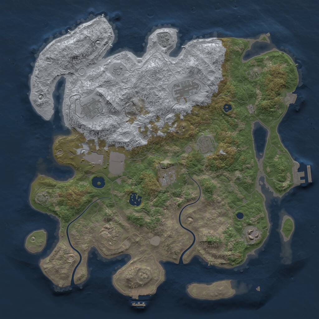 Rust Map: Procedural Map, Size: 3750, Seed: 1158726083, 15 Monuments