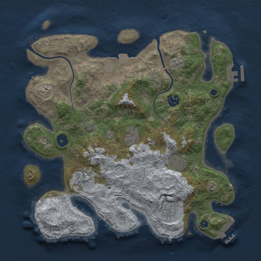Rust Map: Procedural Map, Size: 3300, Seed: 1868720313, 12 Monuments
