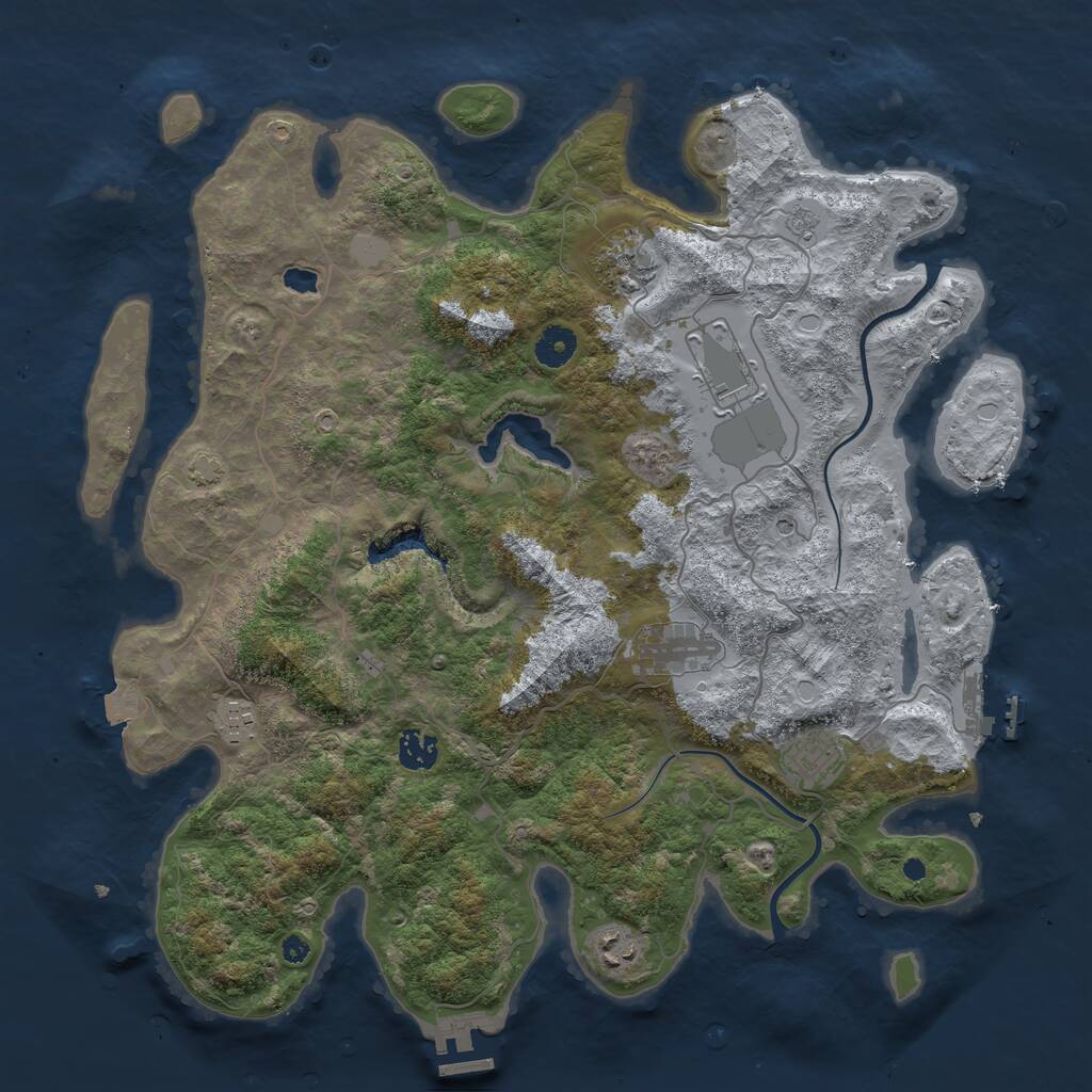 Rust Map: Procedural Map, Size: 4000, Seed: 12377, 13 Monuments