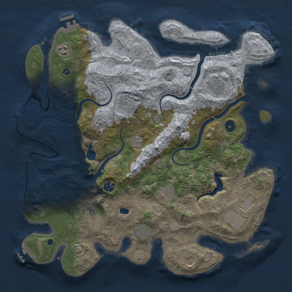 Rust Map: Procedural Map, Size: 4000, Seed: 6763, 16 Monuments