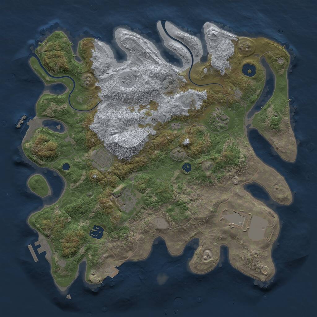 Rust Map: Procedural Map, Size: 3500, Seed: 199225661, 11 Monuments