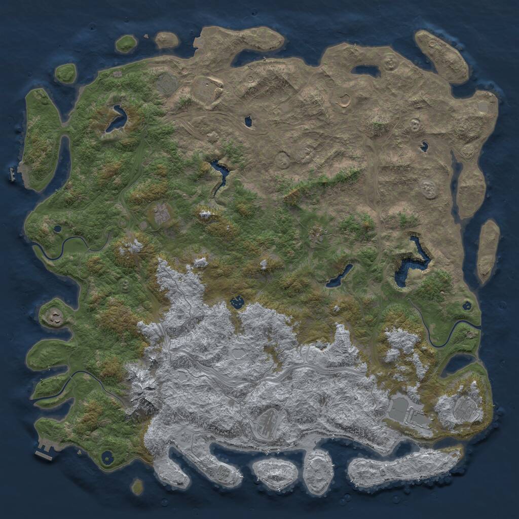 Rust Map: Procedural Map, Size: 6000, Seed: 652816999, 17 Monuments