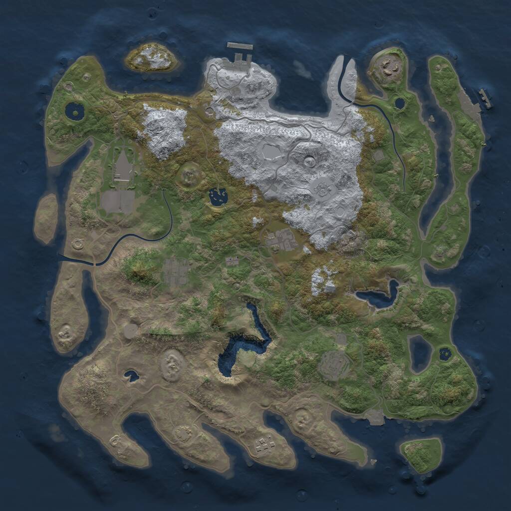 Rust Map: Procedural Map, Size: 4000, Seed: 376, 13 Monuments