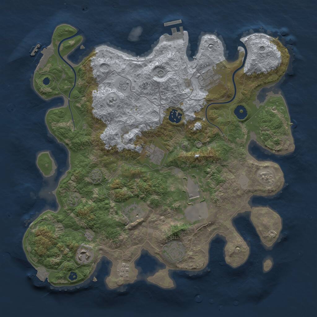 Rust Map: Procedural Map, Size: 3600, Seed: 897313, 14 Monuments