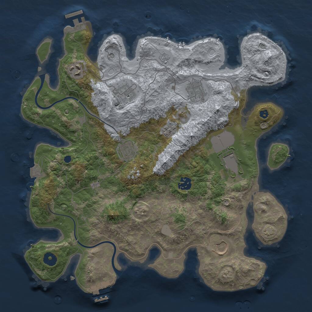 Rust Map: Procedural Map, Size: 3500, Seed: 6763, 14 Monuments