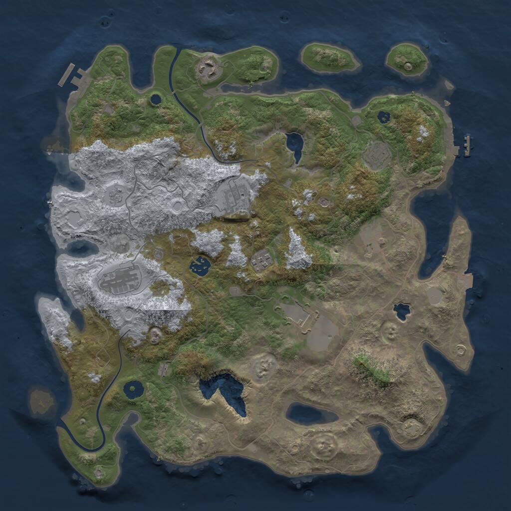 Rust Map: Procedural Map, Size: 4000, Seed: 1803891033, 14 Monuments
