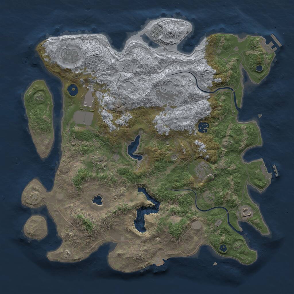 Rust Map: Procedural Map, Size: 4000, Seed: 1157608251, 14 Monuments