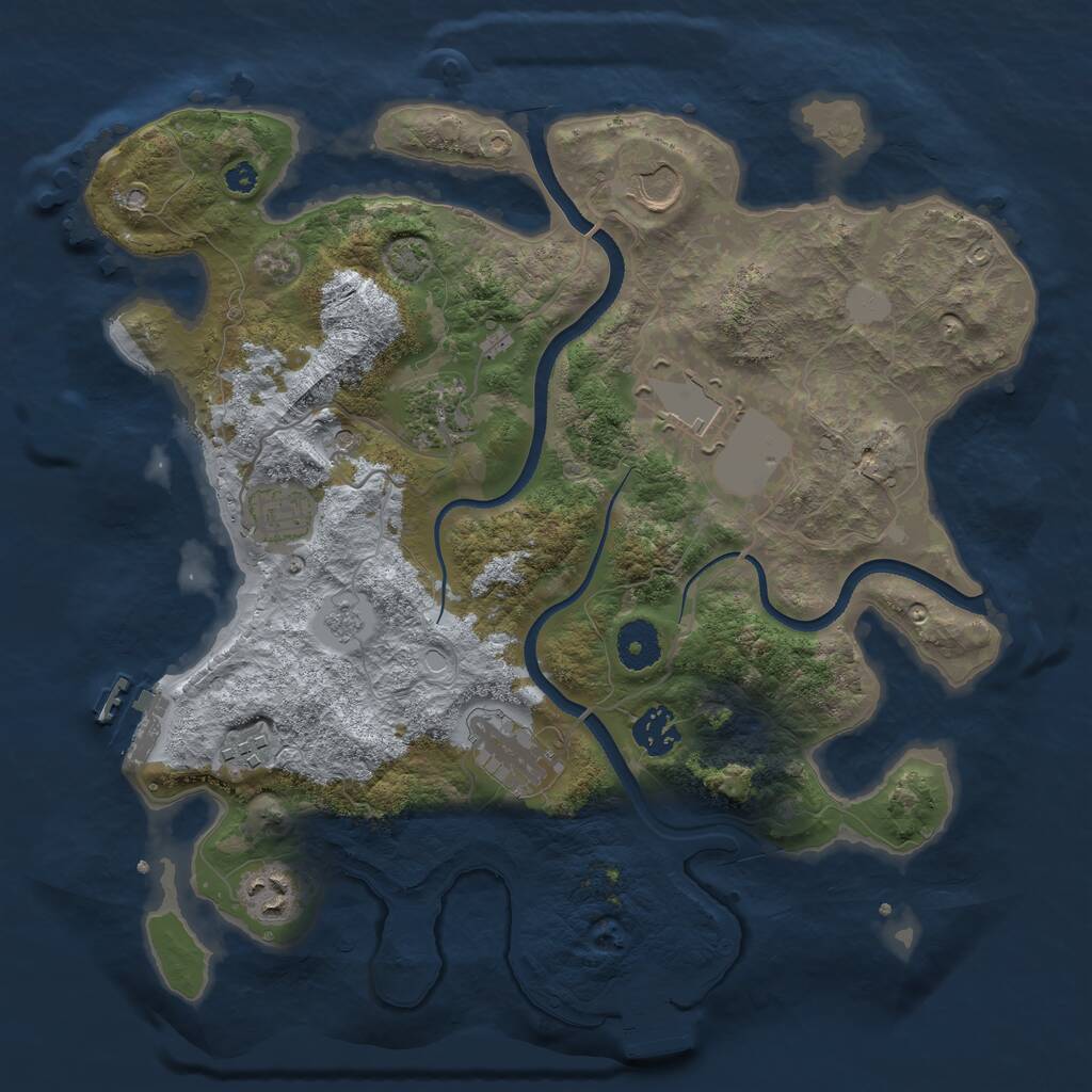 Rust Map: Procedural Map, Size: 3500, Seed: 456745, 14 Monuments