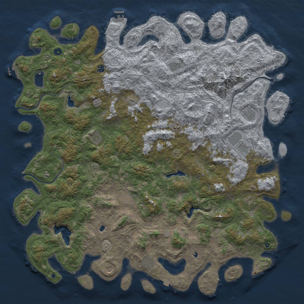 Rust Map: Procedural Map, Size: 6000, Seed: 19891219, 17 Monuments