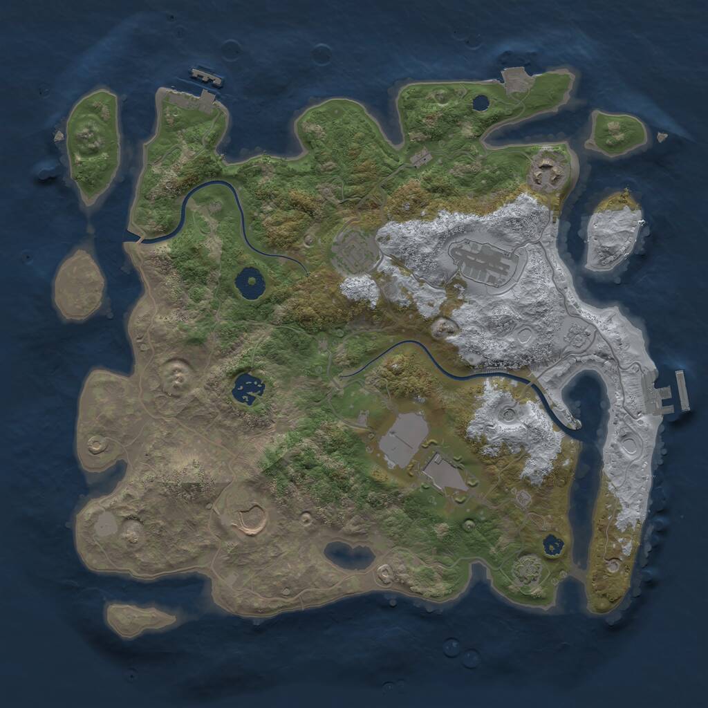 Rust Map: Procedural Map, Size: 3500, Seed: 1351174888, 12 Monuments