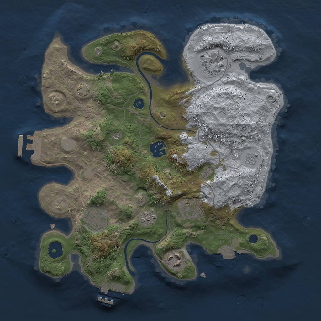 Rust Map: Procedural Map, Size: 3000, Seed: 293234068, 12 Monuments
