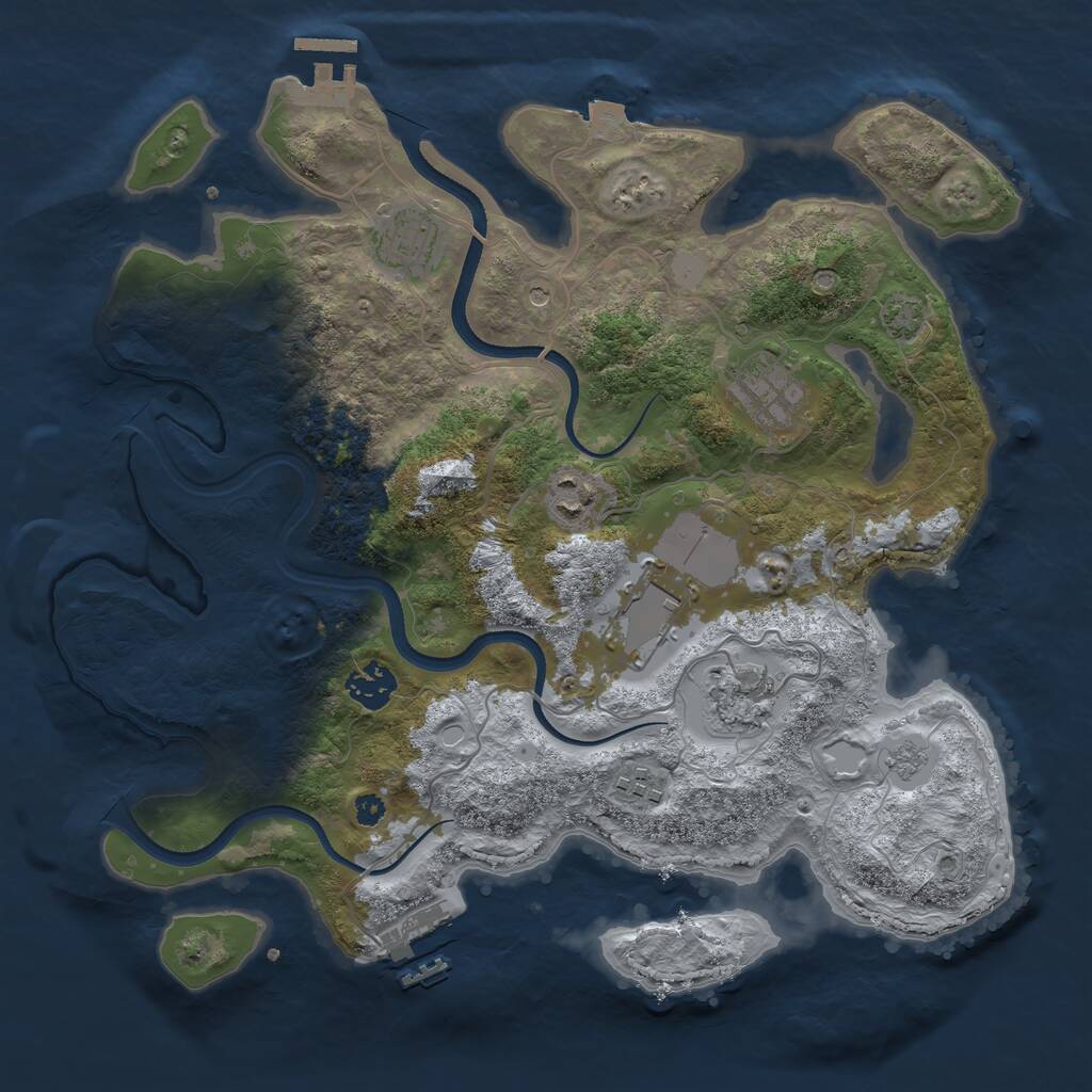 Rust Map: Procedural Map, Size: 3500, Seed: 2342233, 13 Monuments