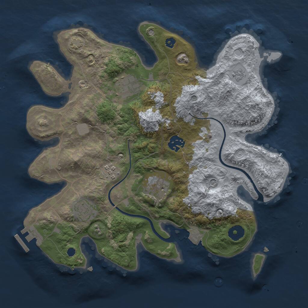 Rust Map: Procedural Map, Size: 3000, Seed: 58466523, 10 Monuments