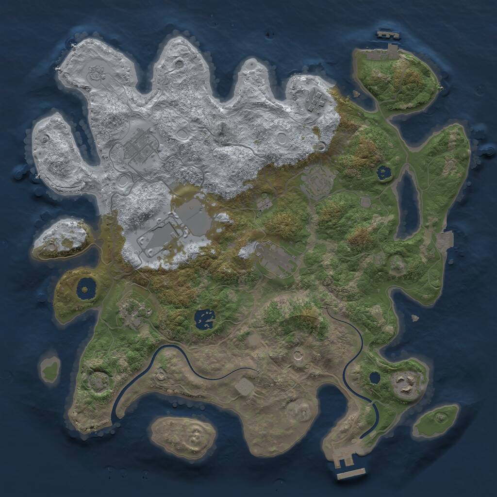 Rust Map: Procedural Map, Size: 3500, Seed: 1797430393, 14 Monuments