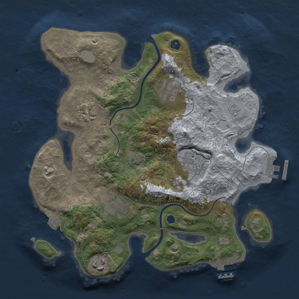 Rust Map: Procedural Map, Size: 3000, Seed: 1105586954, 11 Monuments