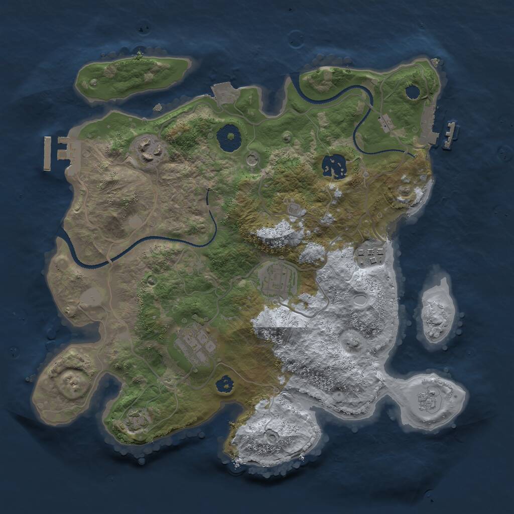 Rust Map: Procedural Map, Size: 3000, Seed: 52059, 11 Monuments