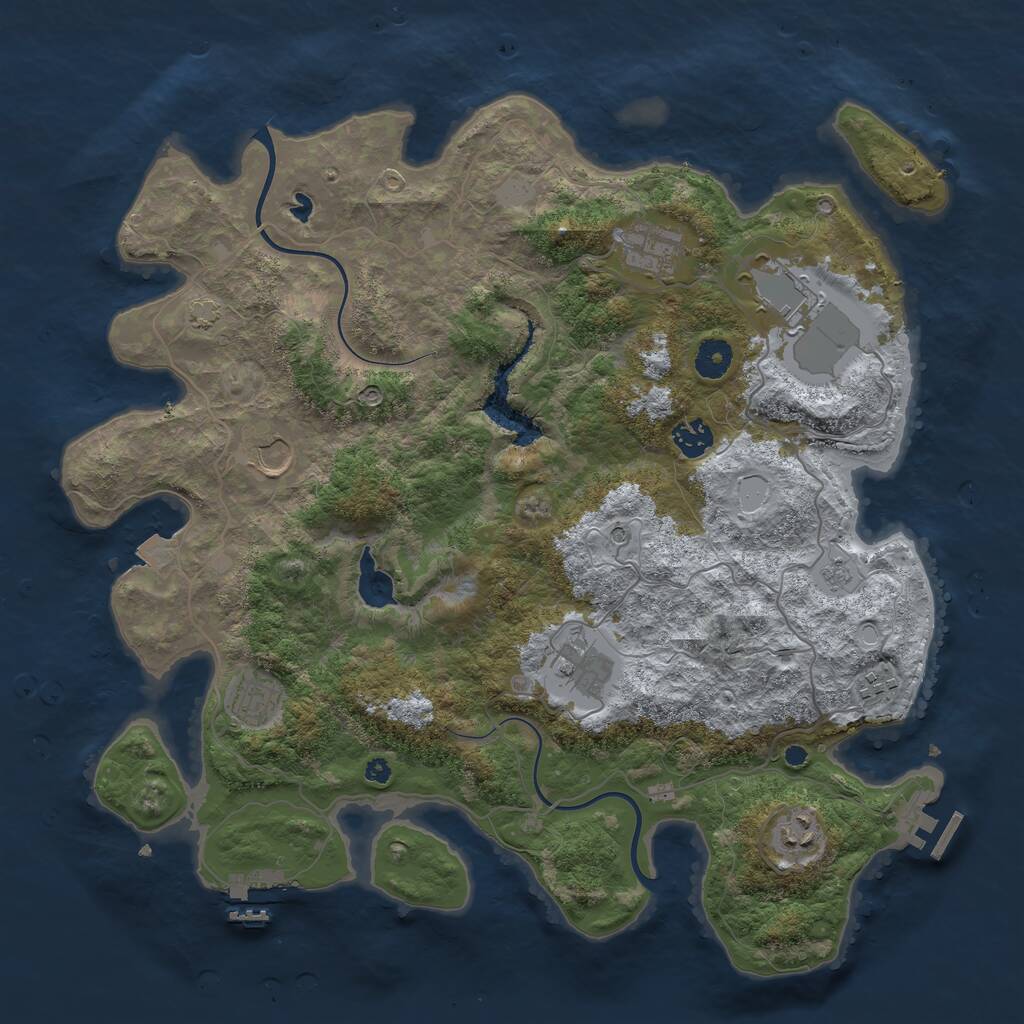 Rust Map: Procedural Map, Size: 4000, Seed: 4249, 14 Monuments