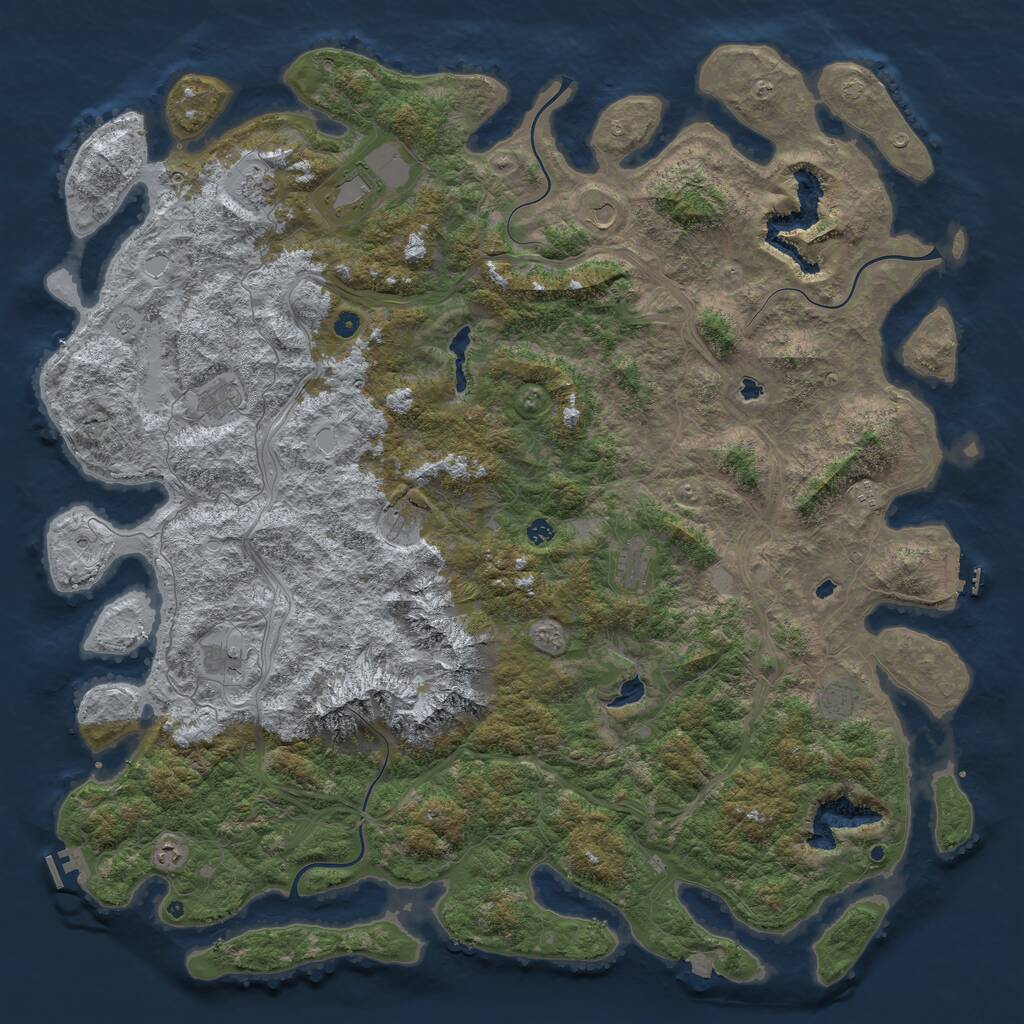 Rust Map: Procedural Map, Size: 6000, Seed: 2897, 17 Monuments