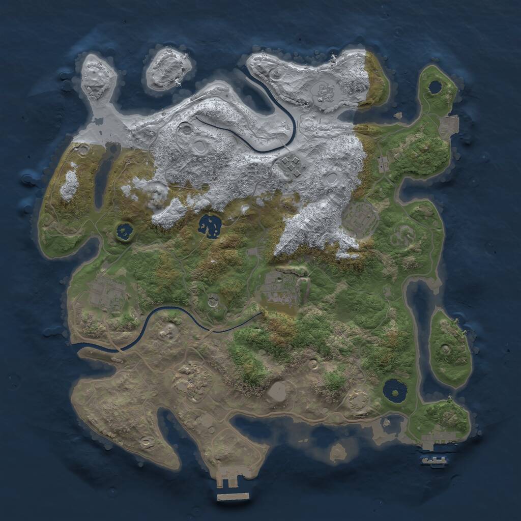 Rust Map: Procedural Map, Size: 3300, Seed: 1325271172, 12 Monuments
