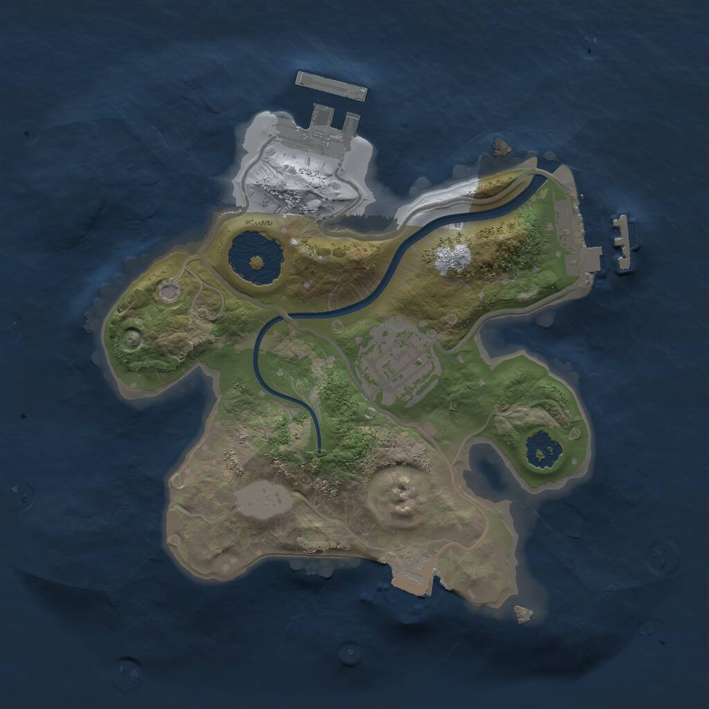 Rust Map: Procedural Map, Size: 2000, Seed: 1336854152, 4 Monuments