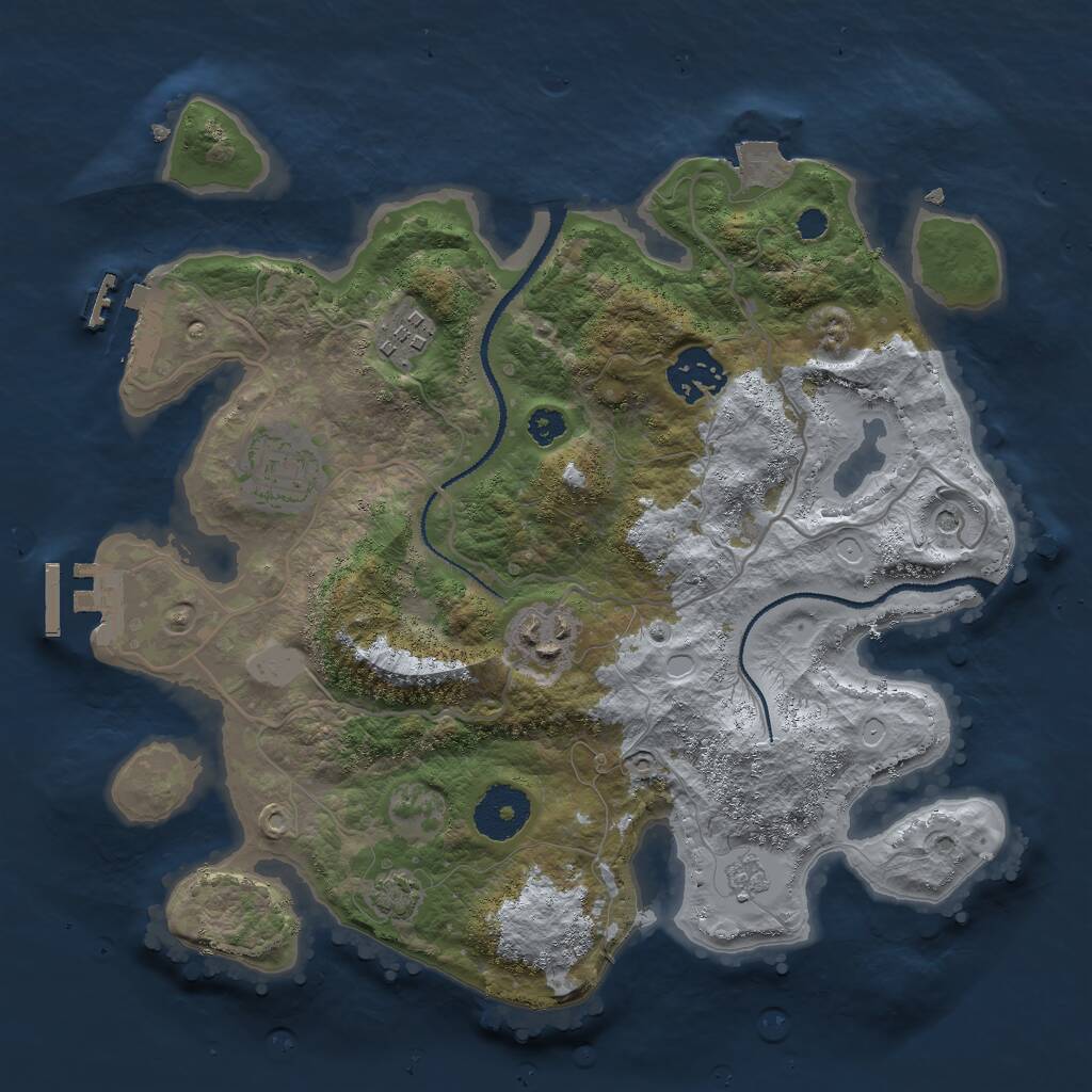 Rust Map: Procedural Map, Size: 3000, Seed: 928573412, 10 Monuments