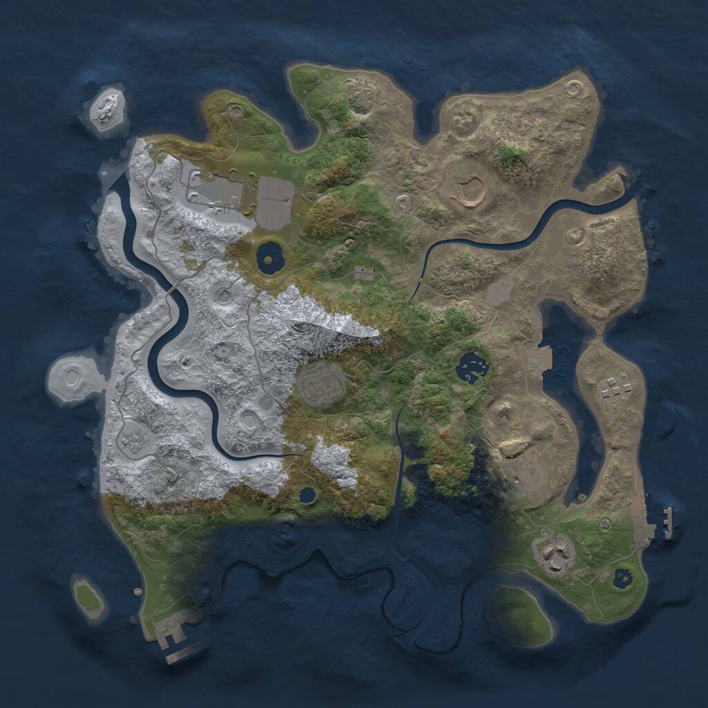 Rust Map: Procedural Map, Size: 3500, Seed: 1705837881, 13 Monuments
