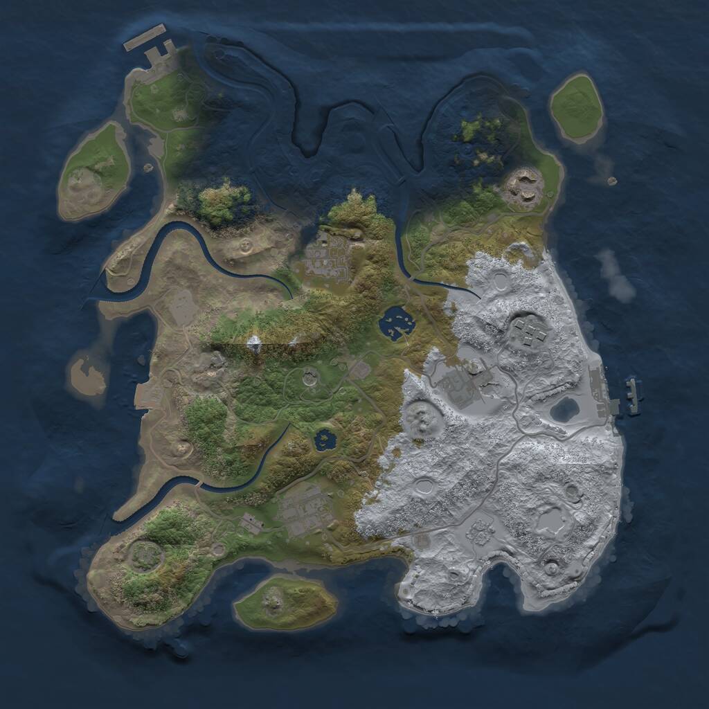 Rust Map: Procedural Map, Size: 3200, Seed: 23, 12 Monuments