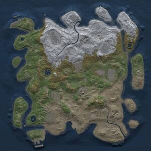 Thumbnail Rust Map: Procedural Map, Size: 3750, Seed: 666666, 16 Monuments