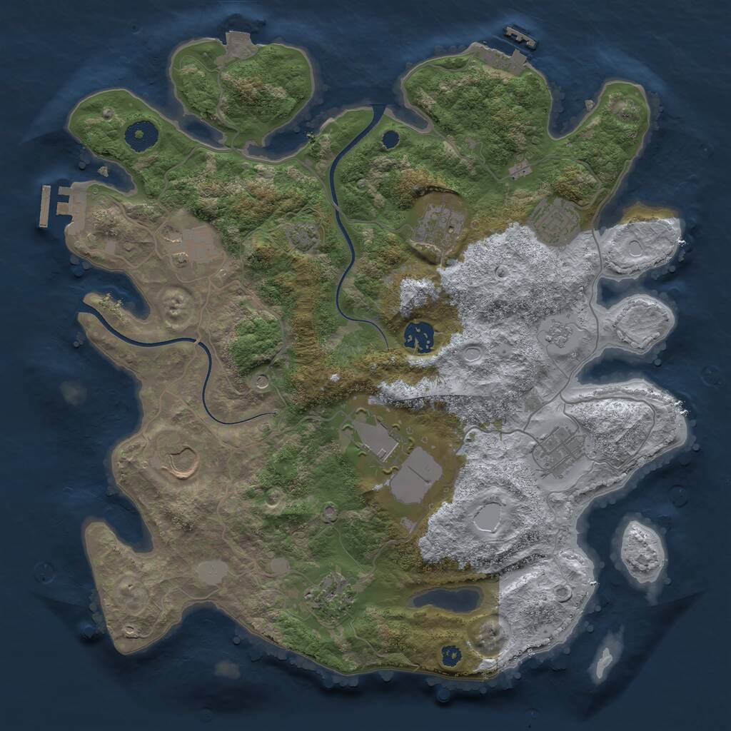 Rust Map: Procedural Map, Size: 3500, Seed: 1897720256, 14 Monuments