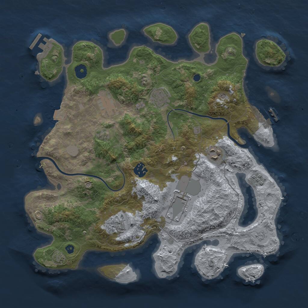 Rust Map: Procedural Map, Size: 3500, Seed: 386392129, 13 Monuments