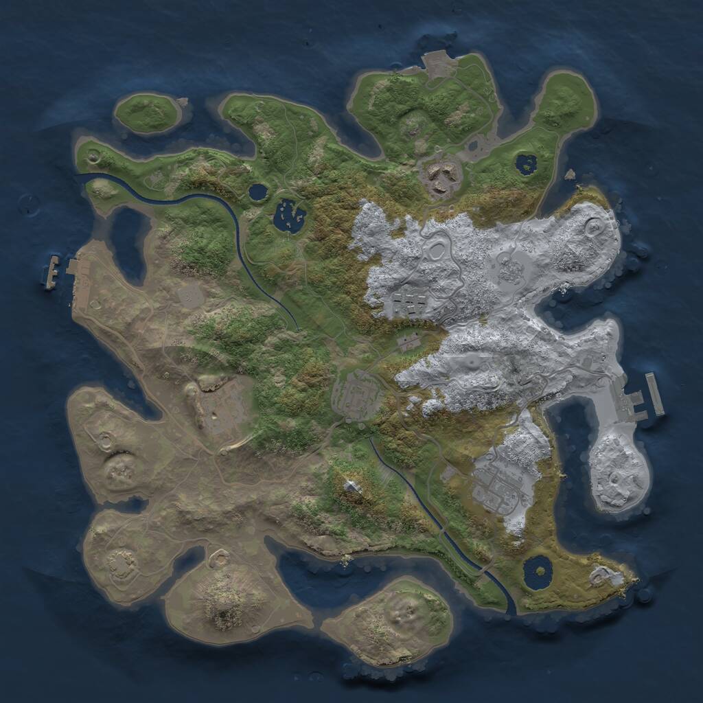 Rust Map: Procedural Map, Size: 3250, Seed: 155631422, 11 Monuments
