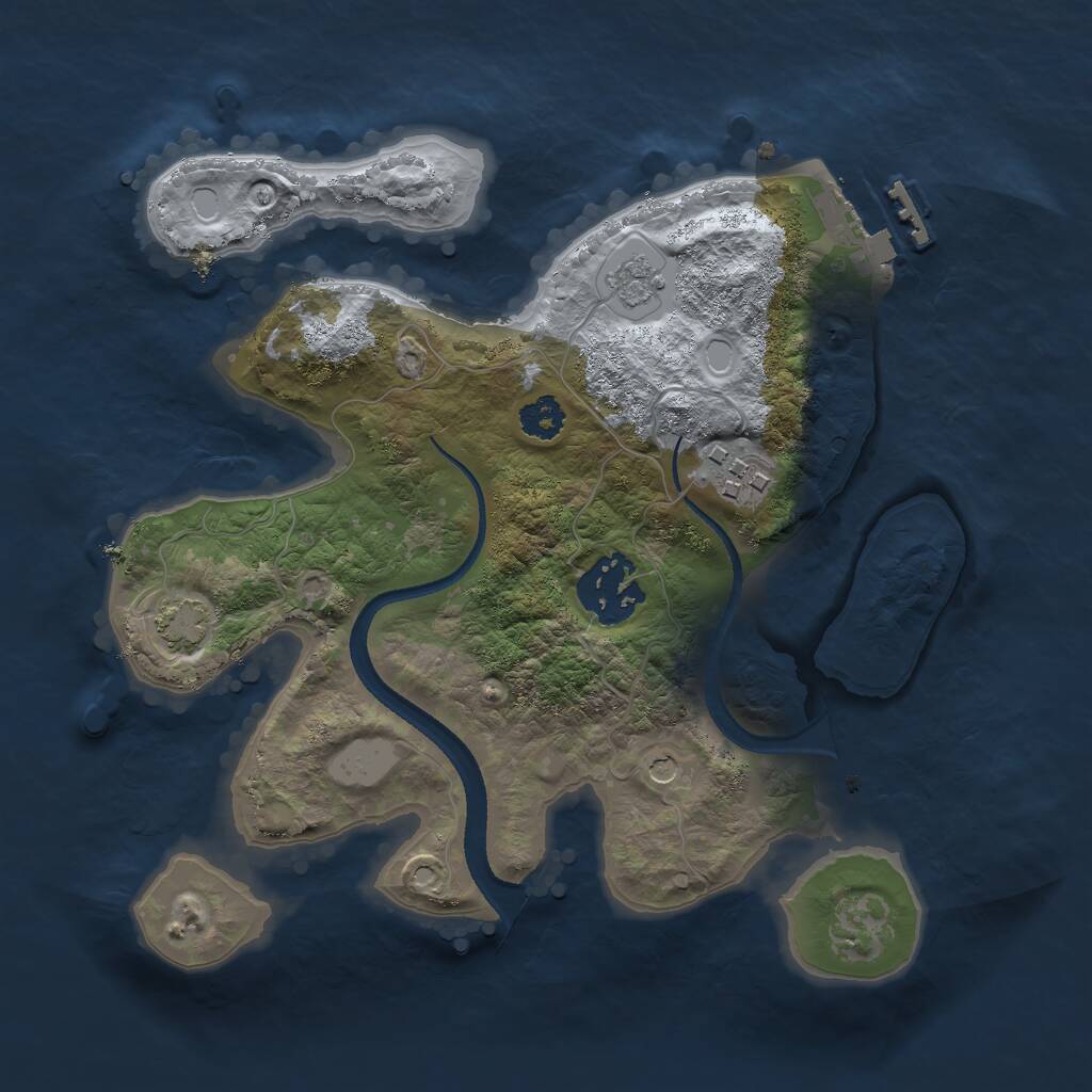 Rust Map: Procedural Map, Size: 2500, Seed: 1254536712, 7 Monuments