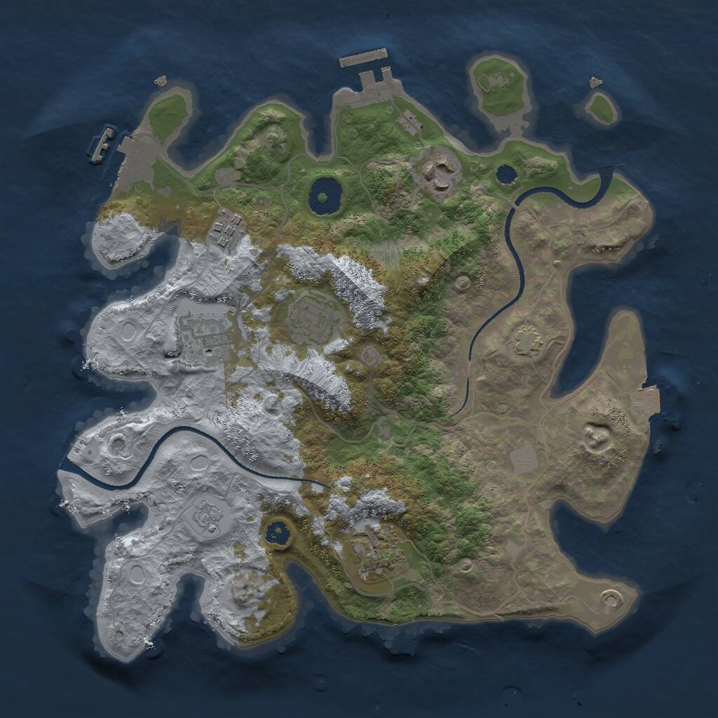 Rust Map: Procedural Map, Size: 3000, Seed: 5253216, 10 Monuments