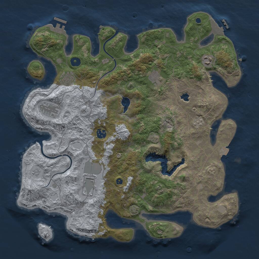 Rust Map: Procedural Map, Size: 4000, Seed: 697412896, 13 Monuments