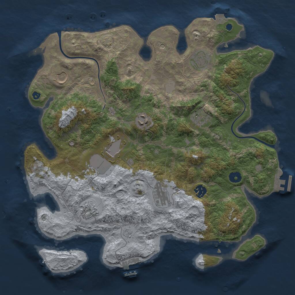 Rust Map: Procedural Map, Size: 3700, Seed: 13215442, 14 Monuments