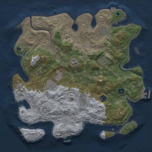 Thumbnail Rust Map: Procedural Map, Size: 3700, Seed: 13215442, 14 Monuments