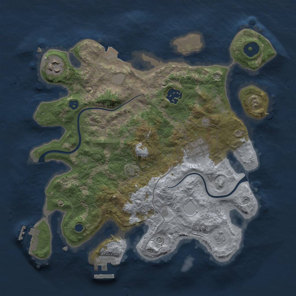Rust Map: Procedural Map, Size: 3000, Seed: 23414, 9 Monuments