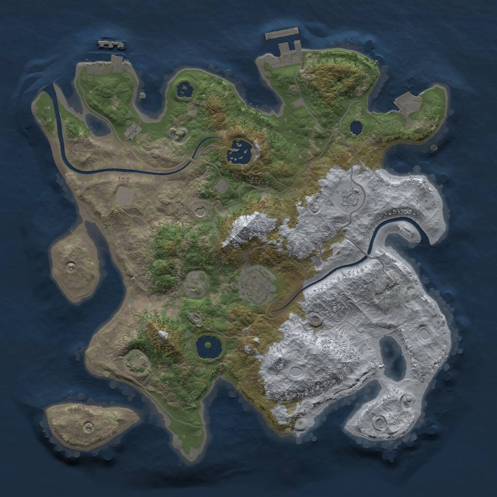 Rust Map: Procedural Map, Size: 3000, Seed: 15861, 8 Monuments