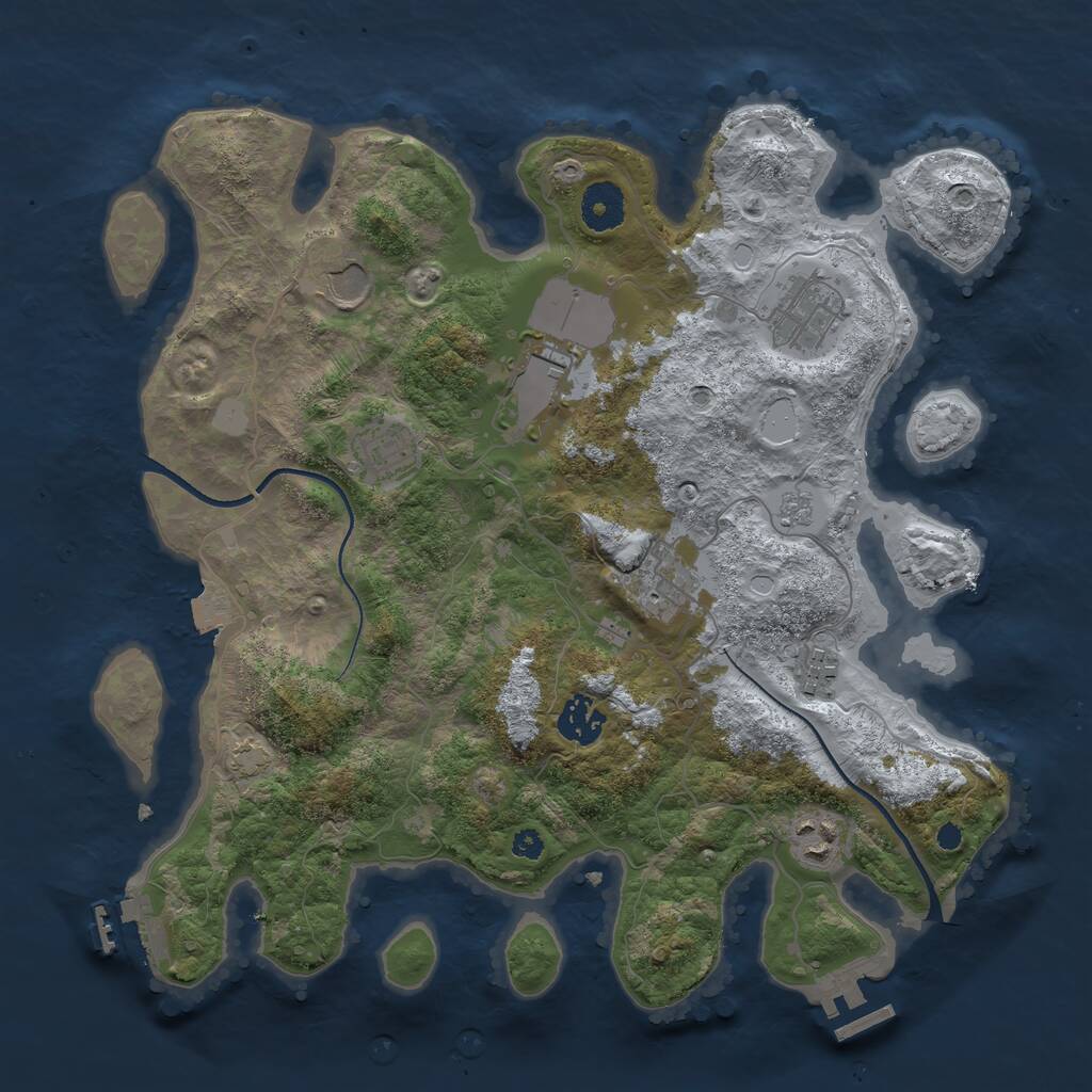 Rust Map: Procedural Map, Size: 3500, Seed: 1341912062, 13 Monuments