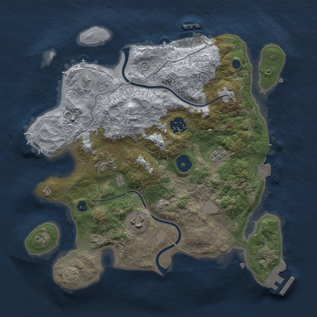 Rust Map: Procedural Map, Size: 3000, Seed: 9095, 10 Monuments